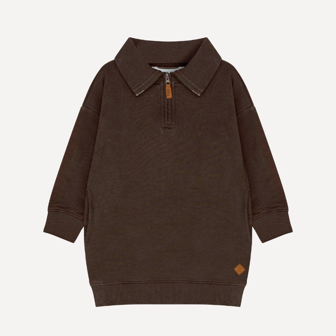 Sweatshirtklänning i brunt till barn