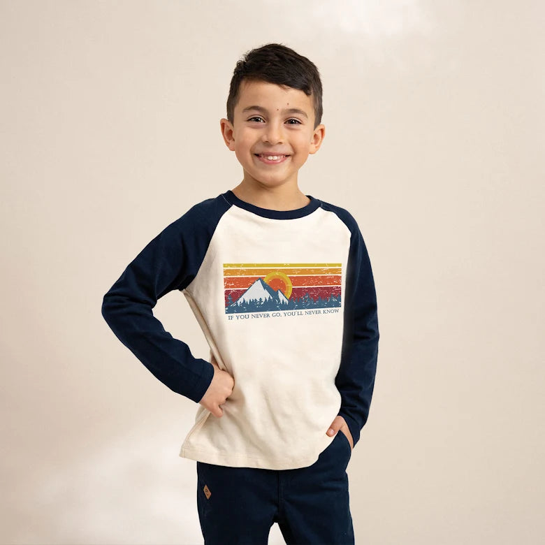 Cato l/s t-shirt i Ski slope front print – t-shirt för barn
